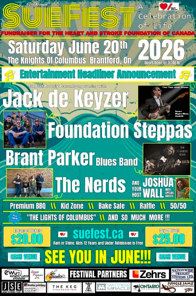 SueFest : LIVE CONCERT EVENT  &  Fundraiser For The Heart and Stroke Foundation of Canada